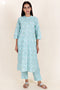 Cambric Cotton Kurta And Pant Set With Kota Dupatta In Block Print